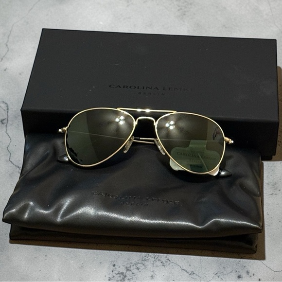 Carolina Lemke Other - Carolina Lemke Gold Aviator Sunglasses brand new in box